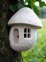 Whimsical Mushroom House in Forest photo