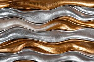 Shimmering metallic waves of gold and silver photo