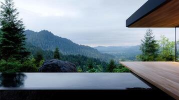 Serene mountain retreat with infinity pool photo