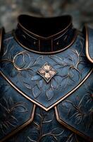 Intricate floral pattern on a dark metal surface photo