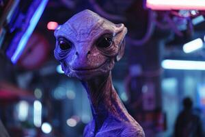 close up of a curious alien creature with large eyes photo