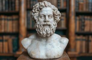 Marble bust of an ancient philosopher photo