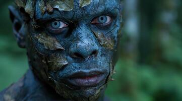 close up of a mysterious creature with piercing eyes photo