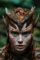 Mysterious mythical creature with striking blue eyes photo