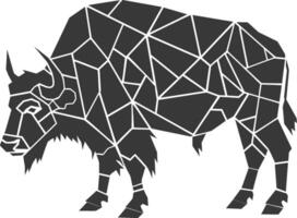 A black and white bison with geometric shapes vector