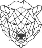 A black and white drawing of a bear head vector