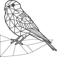 Geometric bird on a branch vector