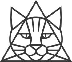 A black and white drawing of a cat's head vector
