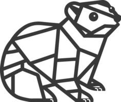 A black and white drawing of a badger vector
