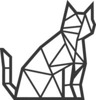 geometric art design cat in black and white vector