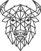 A black and white drawing of a bull head vector