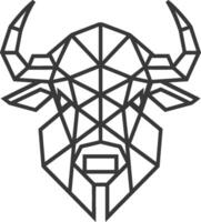 A black and white drawing of a bull head vector