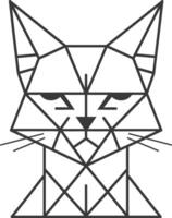 A geometric cat head with a black outline vector