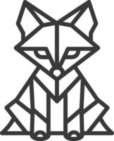 geometric art design fox in black and white vector