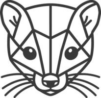 A black and white drawing of a rat vector