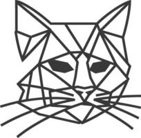 A geometric cat head with a black outline vector
