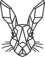 A black and white geometric rabbit head vector