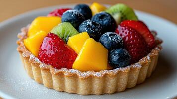 Delicious fruit tart with assorted berries and citrus photo