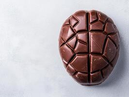 Broken chocolate bar on a white background photo
