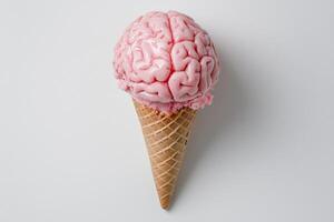 brain shaped ice cream in waffle cone photo