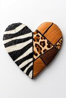 Patchwork heart with zebra and leopard print patterns photo