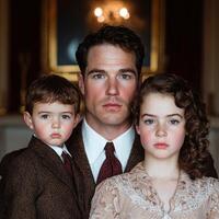 Formal family portrait in elegant interior photo