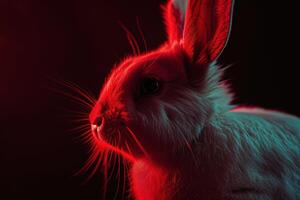 Vibrant red rabbit with striking features photo