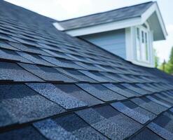 Close up view of a modern slate roof photo