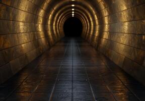 Mysterious golden tunnel leading to the unknown photo