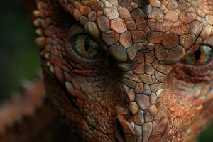 Close up of a reptiles eye and scales photo
