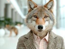 Stylish wolf in business attire photo