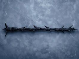 dark thorny branch against a moody cloudy sky photo