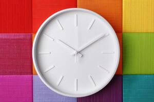 modern minimalist clock on colorful background photo