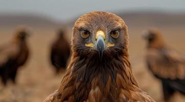 Close up portrait of a majestic golden eagle photo