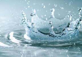 Splashing water droplets creating a crown like shape photo