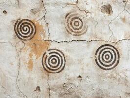 Weathered concrete wall with abstract spiral patterns photo