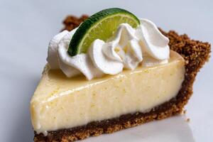Delicious Key Lime Pie Slice with Whipped Cream photo
