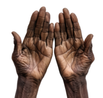 African American old man hands isolated on transparent background, top view png