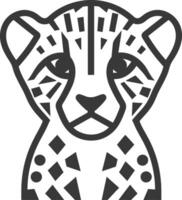 Cheetah cub portrait in black and white Simple and cute vector