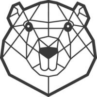 A black and white bear head with geometric lines vector