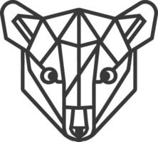 A bear head with geometric lines on it vector