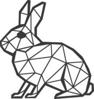 geometric art design rabbit in black and white vector
