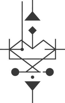 Geometric abstract art with black lines and shapes vector