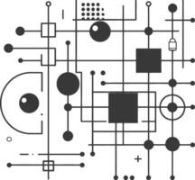 Geometric abstract art with black lines and circles vector