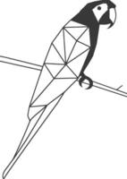 geometric art design parrot perched on a branch design vector