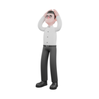 3D Director Cartoon Character. A male producer stands with both hands on his fist with a desperate expression. Studio Style png