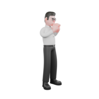 Cartoon Movie Director. A male producer stands with both hands clasped in front of him. Animation png