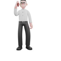 3D Producer Design. A male producer stands with a telephone to his ear, listening with a serious expression. 3D Style png