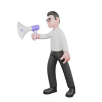 Cartoon Movie Director. A male producer stands facing right with a loudspeaker in his right hand. Producer Character png
