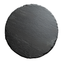 Empty black round slate stone isolated on transparent background, top view png
